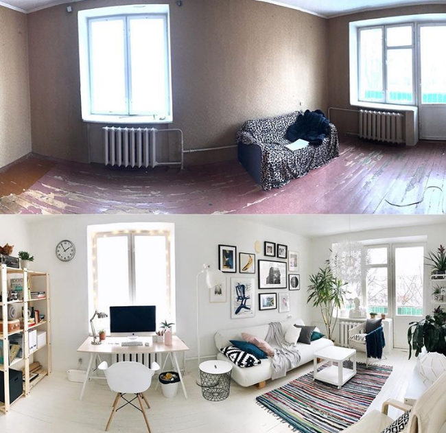 hình ảnh căn hộ trước và sau khi cải tạo