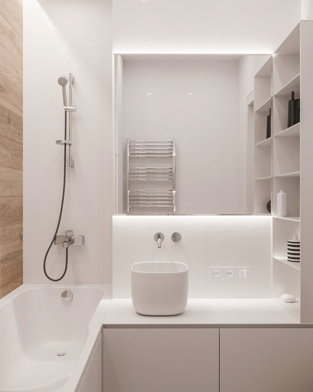 Phòng tắm nhỏ gọn và đầy sáng tạo với đồ nội thất kiểu dáng độc đáo.