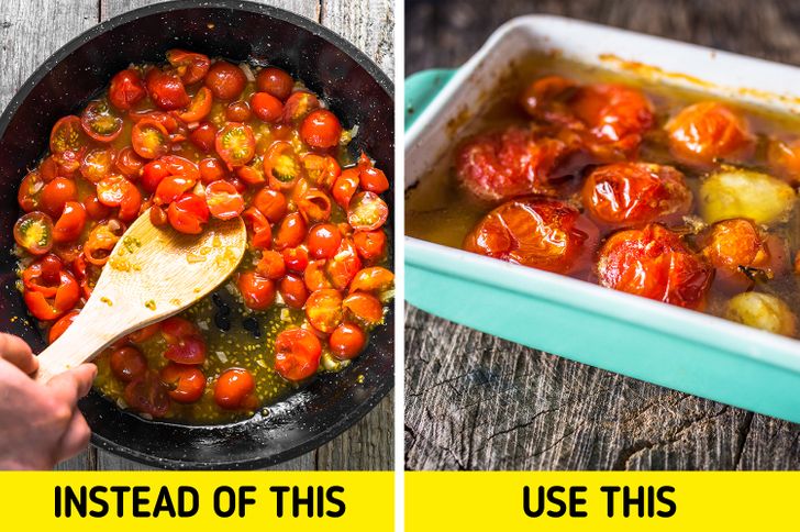 hình ảnh nấu cà chua trong chảo chống dinh