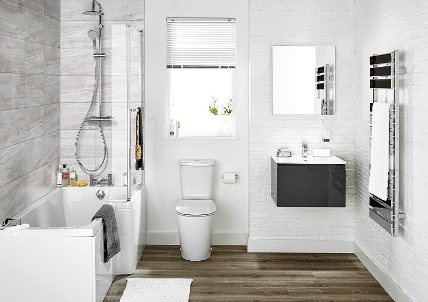 Phòng tắm trong nhà ống 3 tầng sử dụng bảng màu trắng chủ đạo tạo cảm giác sạch sẽ, thoáng rộng hơn so với diện tích thực tế.