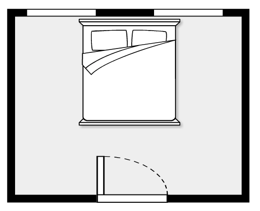 hình ảnh minh họa cho việc đặt giường ngủ đối diện với cửa ra vào phòng