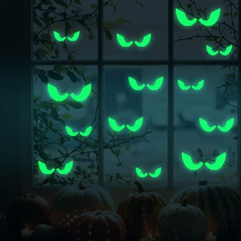 miếng dán mắt nhìn trộm phát sáng trên cửa sổ trang trí nhà Halloween
