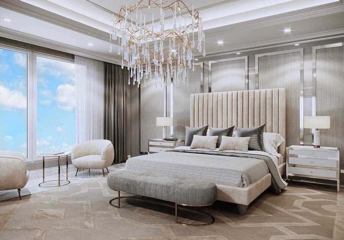 Đường nét thiết kế tối giản nhưng tinh tế tạo nên sức hút cho phòng ngủ phong cách Luxury.