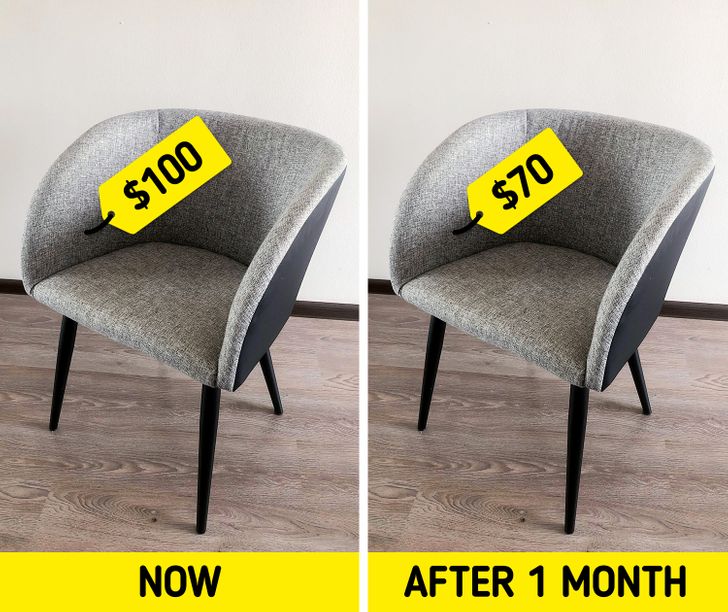 hình ảnh ghế bành màu xám giống hệt nhau nhưng có giá khác nhau