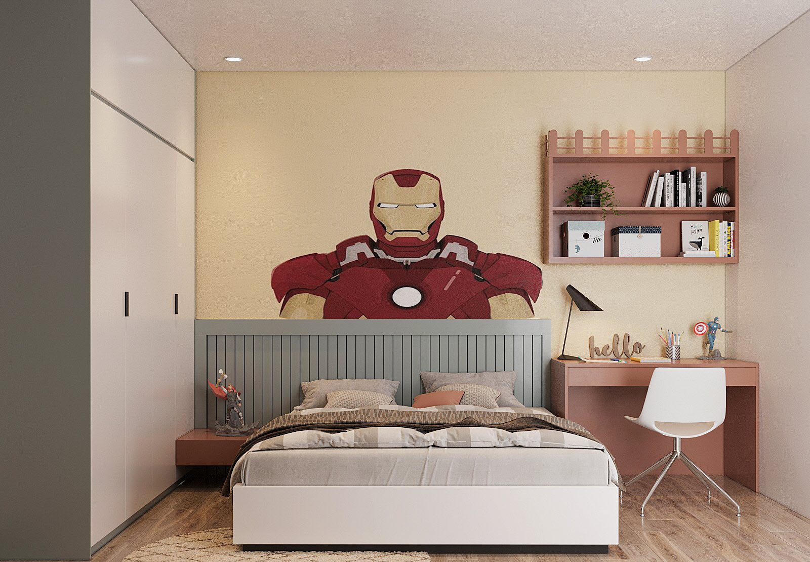 Một phòng ngủ cho bé trai khác với thiết kế nội thất mang đậm dấu ấn cá nhân.