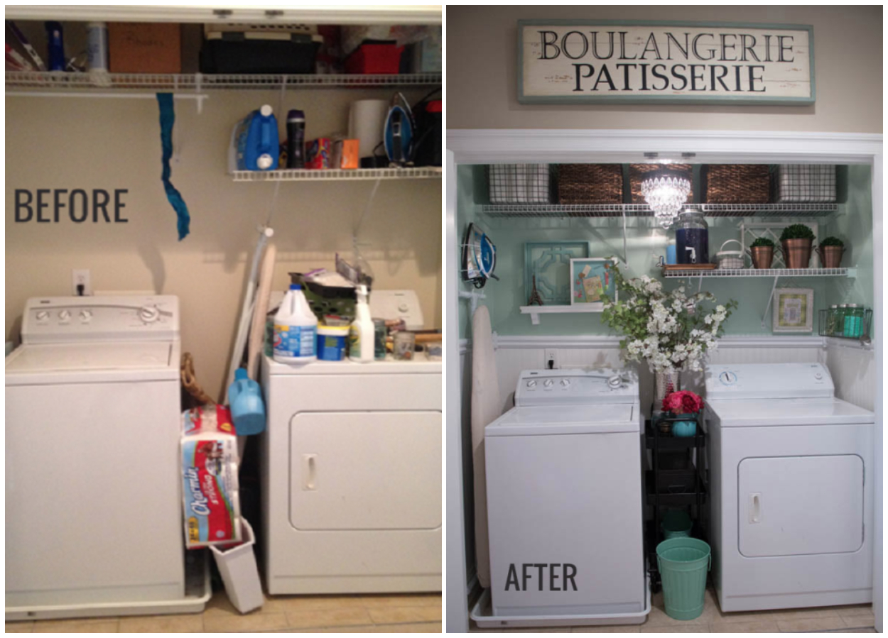 hình ảnh phòng giặt trước và sau khi cải tạo