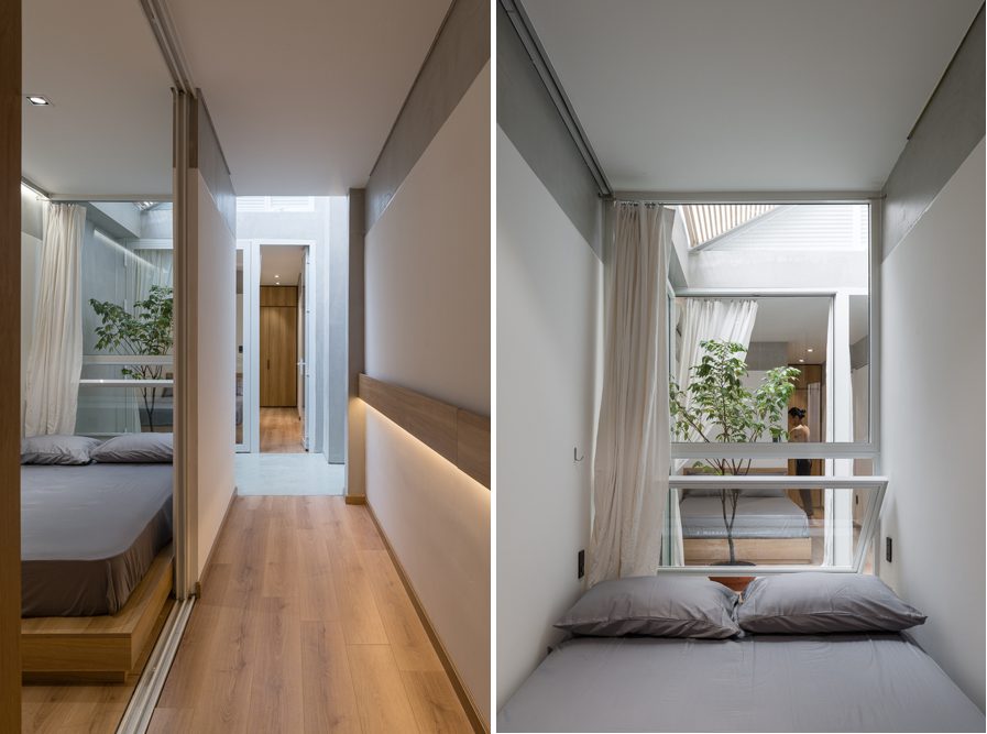 Không gian phòng ngủ được thiết kế theo phong cách mở thoáng sáng.