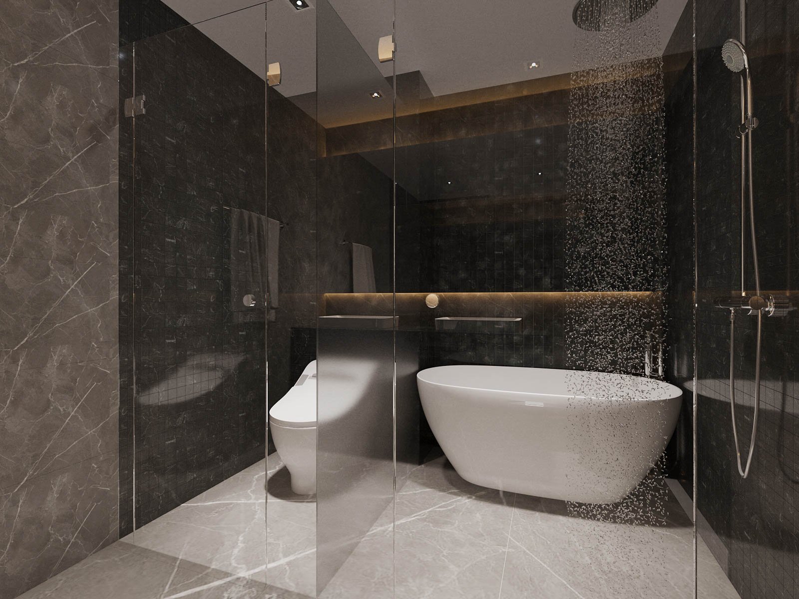 Sự kết hợp giữa tắm đứng và bồn tắm nằm mang đến sự thoải mái, thư thái cho người dùng.