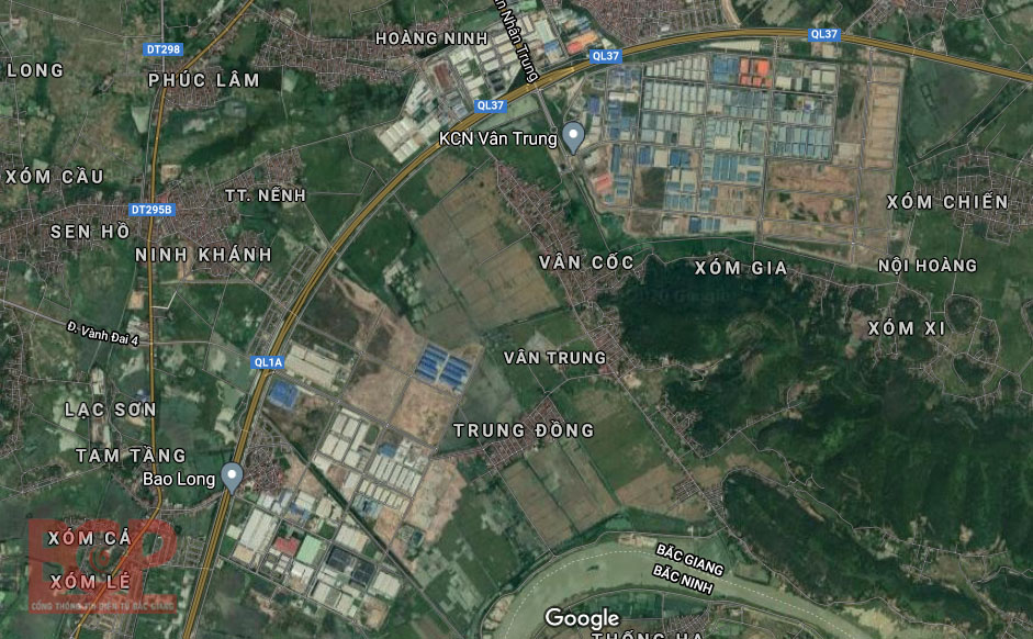 hình ảnh vị trí xây dựng khu nhà ở công nhân ở huyện Việt Yên, tỉnh Bắc Giang trên bản đồ vệ tinh