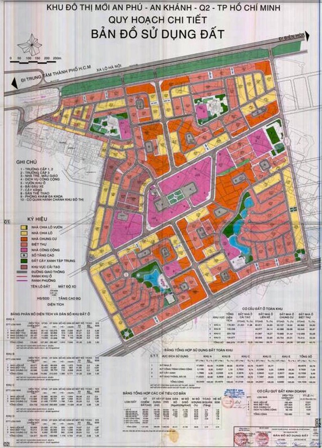 hình ảnh bản đồ thể hiện cơ cấu sử dụng đất tại Khu đô thị An Phú - An Khánh, quận 2, TP.HCM