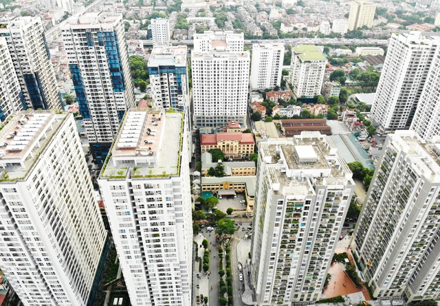 hình ảnh các tòa chung cư cao tầng ở Hà Nội nhìn từ trên cao