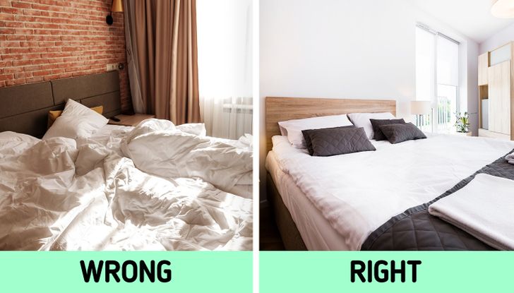 hình ảnh cận cảnh giường ngủ với nệm, ga gối màu trắng - gây ô nhiễm không khí trong nhà