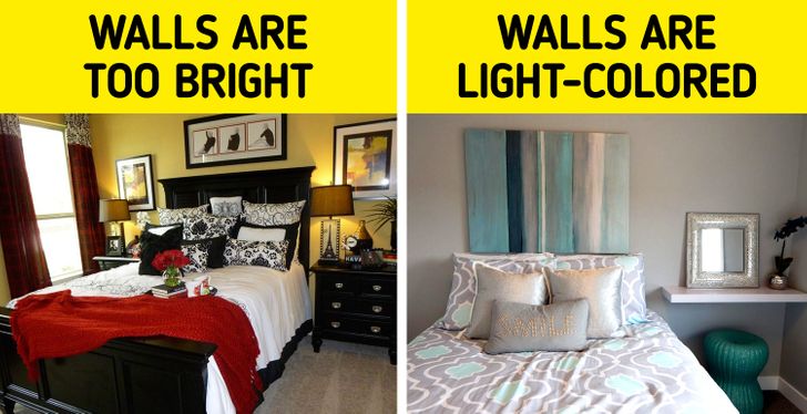 phòng ngủ với tường sơn vàng, và phòng ngủ màu sáng