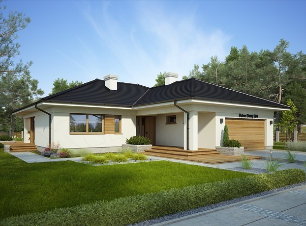 hình ảnh một ngôi nhà 1 tầng với mái ngói màu xanh than, sân vườn xanh mát minh họa cho việc đặt cọc mua nhà