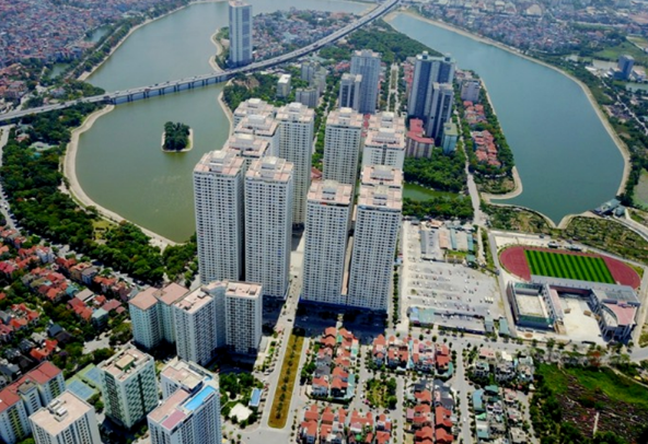 hình ảnh khu đô thị Linh Đàm, quận Hoàng Mai, Hà Nội nhìn từ trên cao
