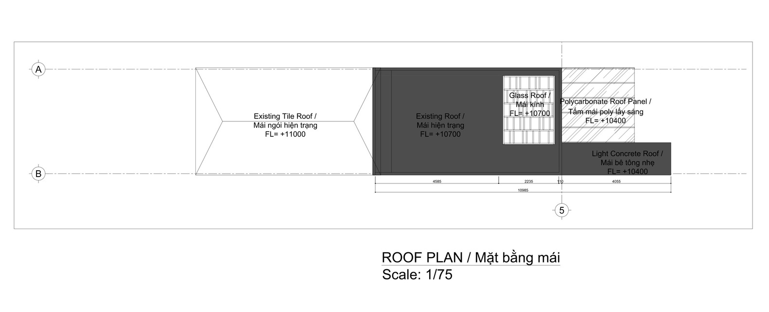 Mặt bằng mái nhà phố