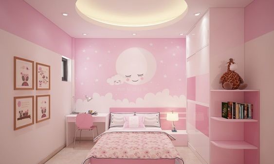 Một mẫu thiết kế phòng ngủ tông mà hồng nhẹ nhàng, nữ tính mà bạn có thể tham khảo cho cô "công chúa" của mình.
