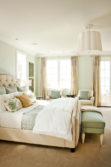 phòng ngủ màu xanh lá cây nhạt đẹp mặt