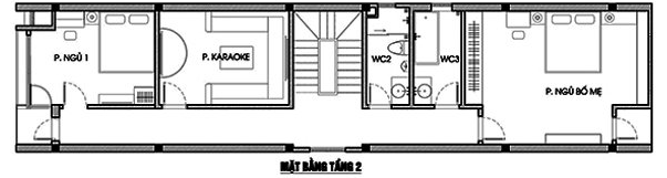 Mặt bằng công năng tầng 2 nhà ống