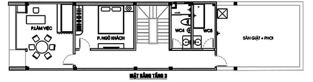 Mặt bằng công năng tầng 3 nhà ống