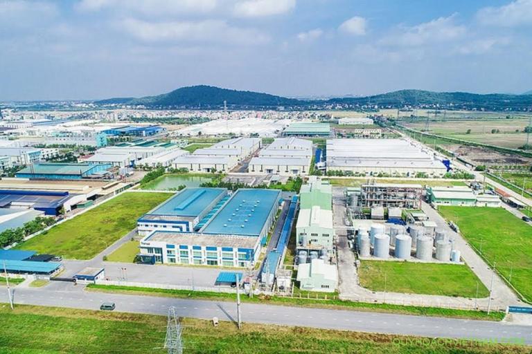 hình ảnh toàn cảnh một khu công nghiệp tại Bắc Giang nhìn từ trên cao