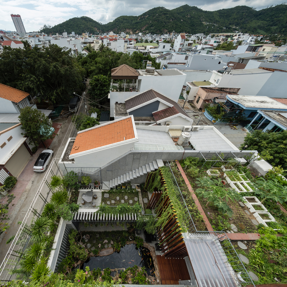 toàn cảnh khu vườn trên mái ngôi nhà ở Nha Trang
