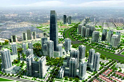 hình ảnh phối cảnh tổng thể khu đô thị nhìn từ trên cao