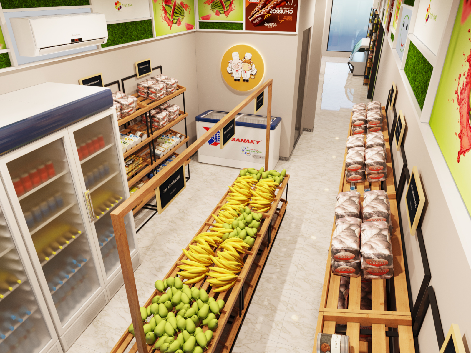 Các khu vực chức năng trong siêu thị được thiết kế khoa học, thuận tiện cho cả khách mua lẫn người quản lý theo dõi, kiểm soát.