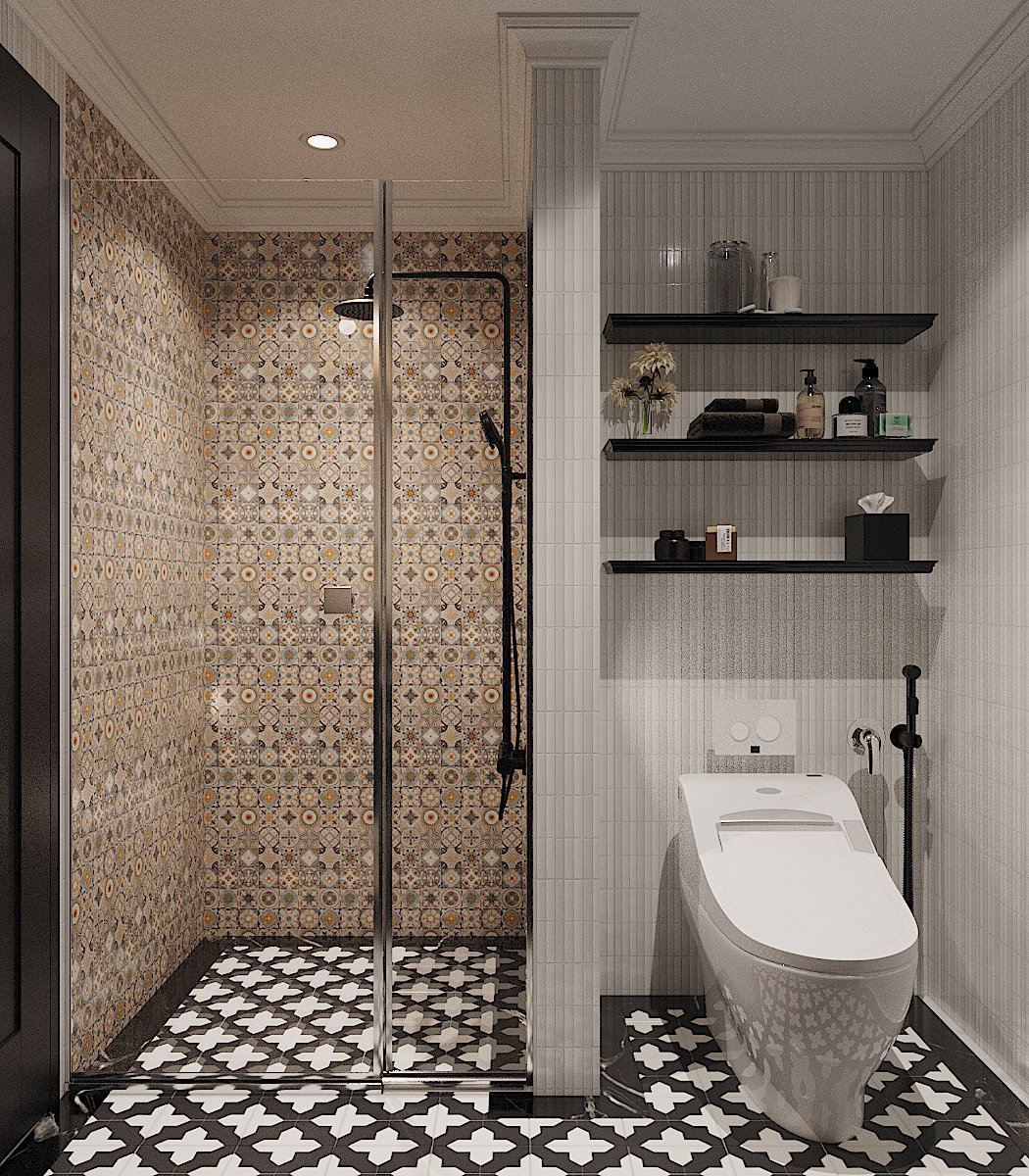 Phòng tắm, vệ sinh thứ ba với thiết kế nội thất tương tự.