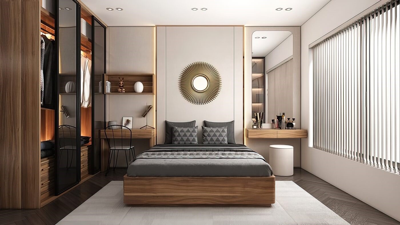 Phòng ngủ master trang trí tối giản mà sang trọng. Chỉ với một bài điểm nhấn đắt giá, căn phòng toát lên vẻ thanh lịch, tinh tế.