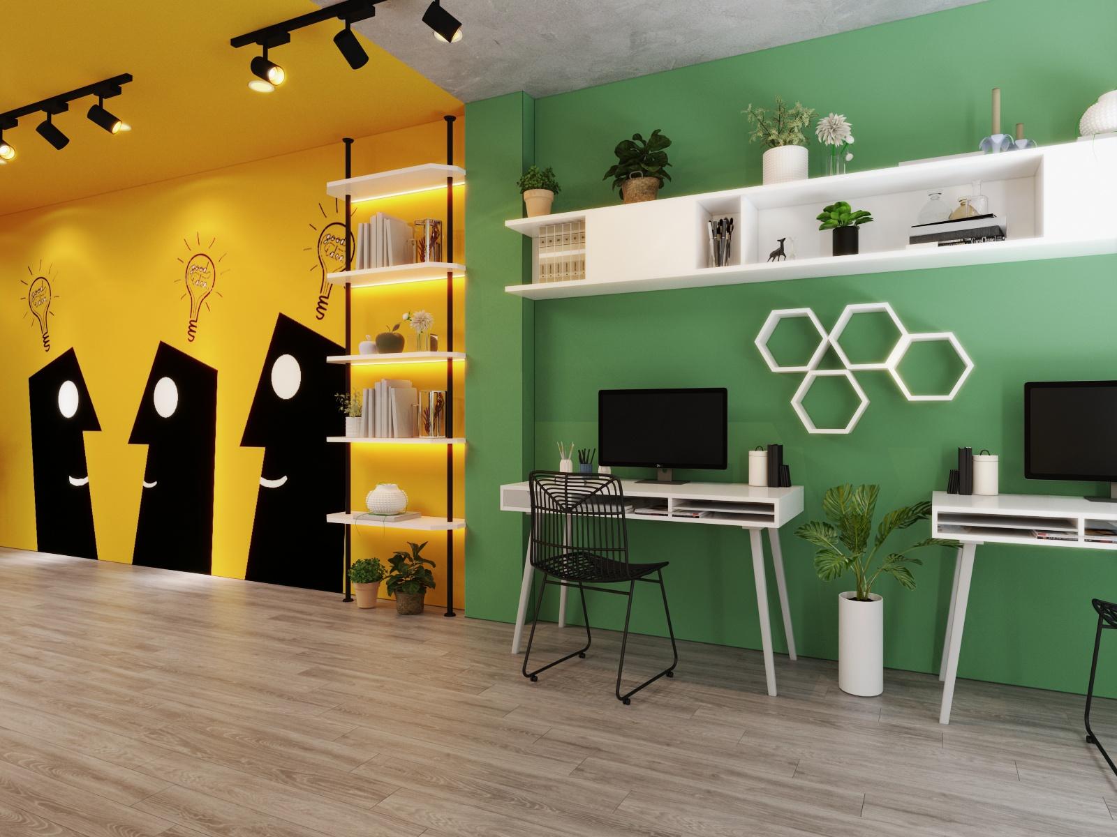 Kiến trúc sư lựa chọn nội thất văn phòng kiểu dáng gọn xinh, thanh thoát nhằm tiết kiệm diện tích, tối ưu hóa không gian sử dụng.