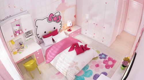 Phòng ngủ xinh yêu dành cho cô con gái với những điểm nhấn màu hồng nhẹ nhàng.