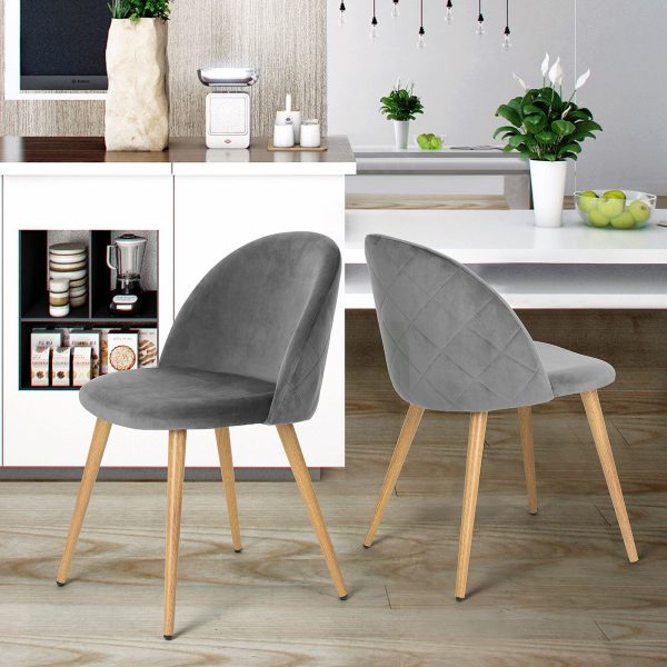 Ghế ăn bọc nệm nhung tông màu xám thanh lịch - sự lựa chọn hoàn hảo cho phòng ăn phong cách hiện đại hoặc Scandinavian.