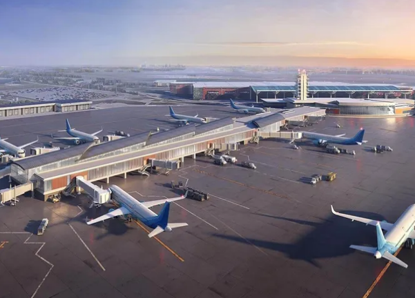 hình ảnh phối cảnh một sân bay quốc tế nhìn từ trên cao