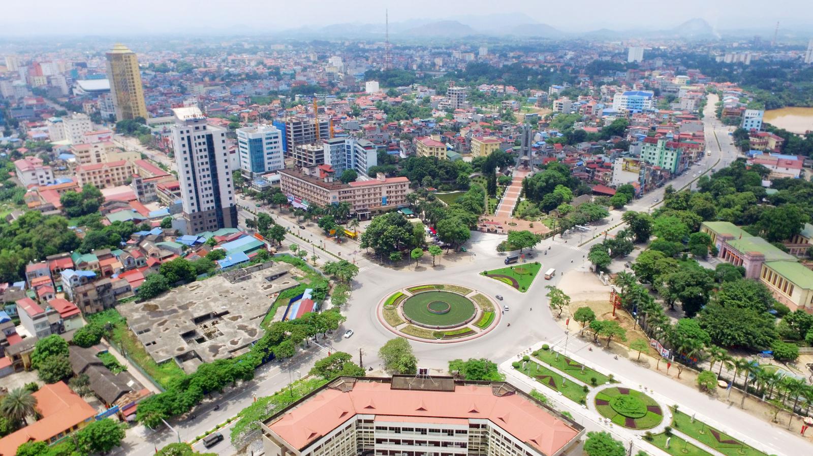 hình ảnh trung tâm thành phố Thái Nguyên nhìn từ trên cao