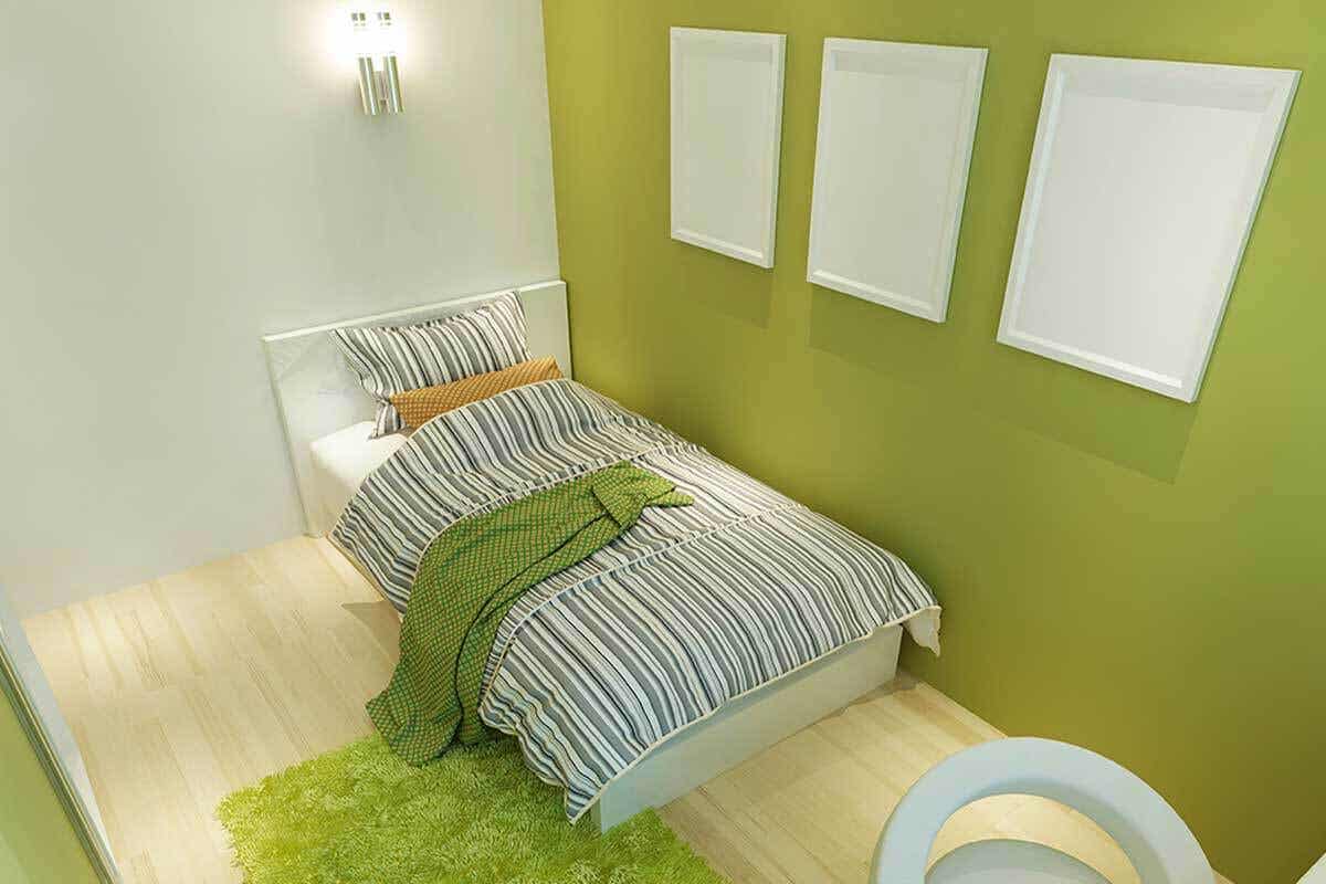 Sắc xanh lá cây và xanh dương luôn là lựa chọn yêu thích đối với phòng ngủ bé trai.