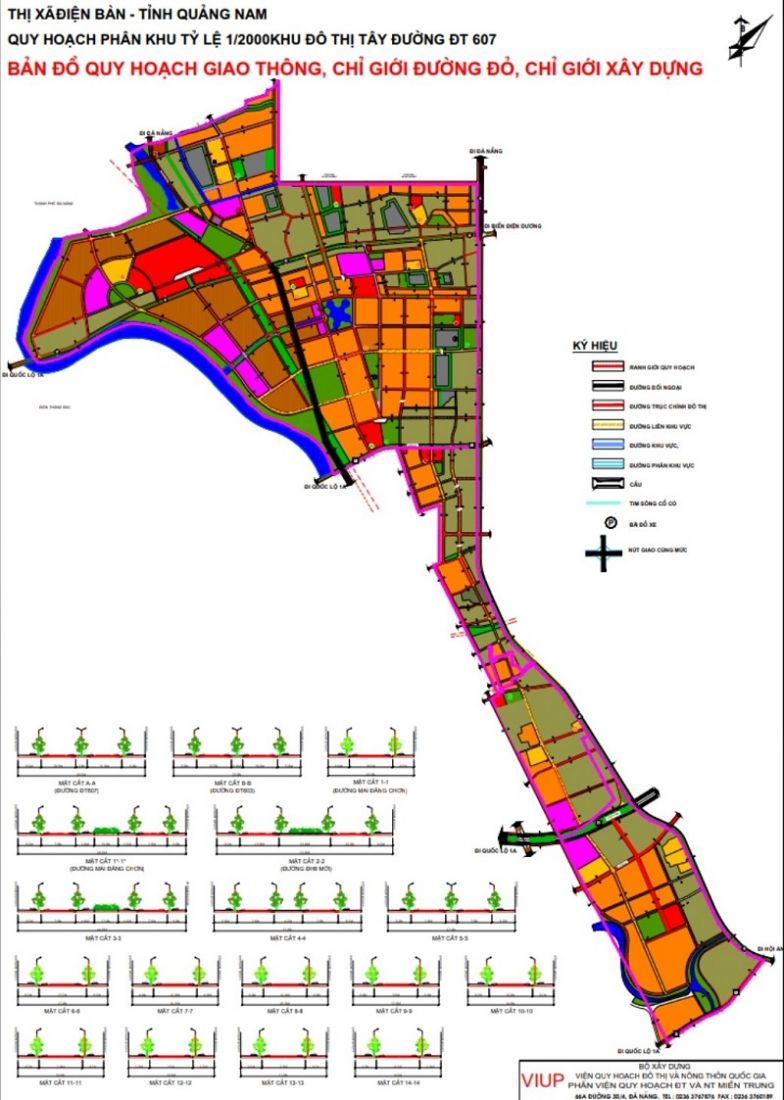 Bản đồ quy hoạch khu Đô thị phía Tây đường 607, thị xã Điện Bàn, tỉnh Quảng Nam.