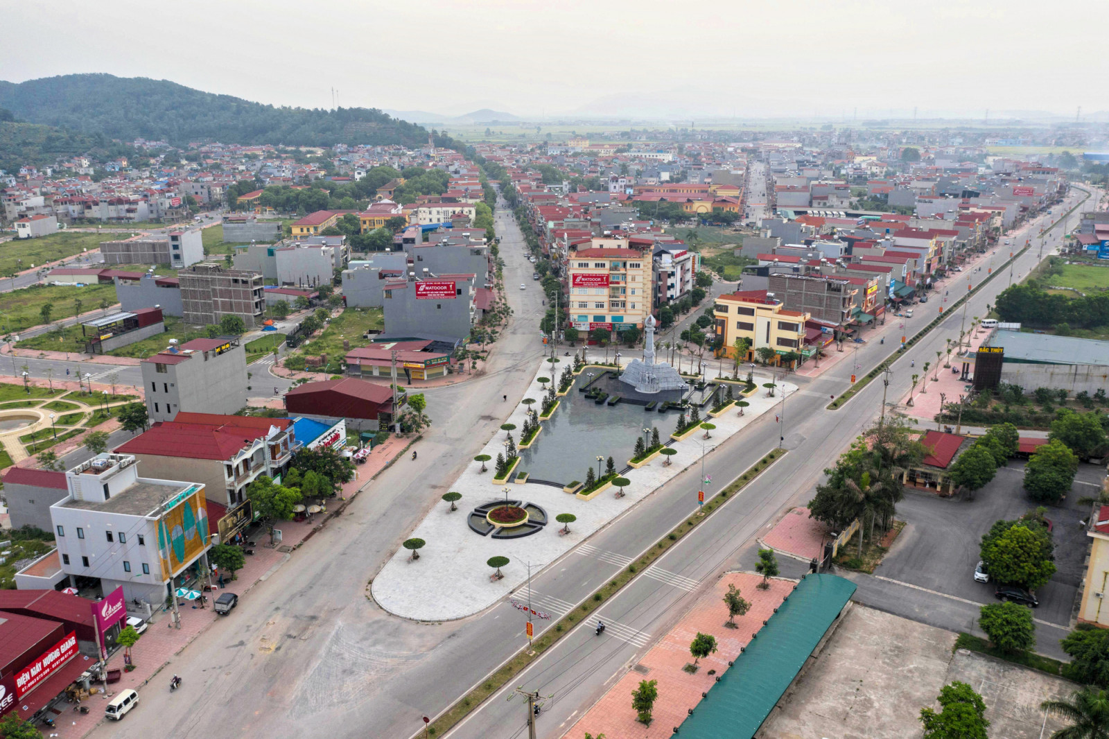 hình ảnh một góc huyện Yên Dũng tỉnh Bắc Giang nhìn từ trên cao