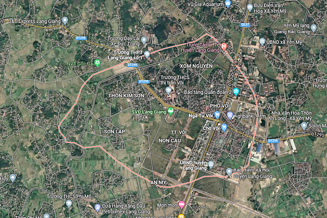 Thị trấn Vôi, tỉnh Bắc Giang trên bản đồ vệ tinh