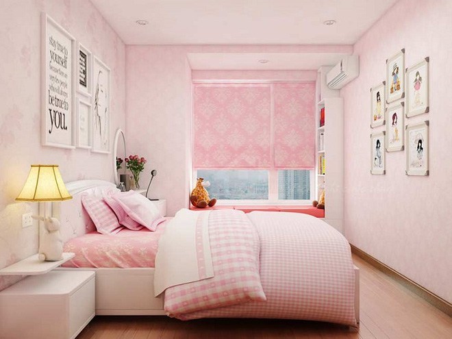 Không gian riêng dành cho cô con gái với sắc hồng nhẹ nhàng, nữ tính.