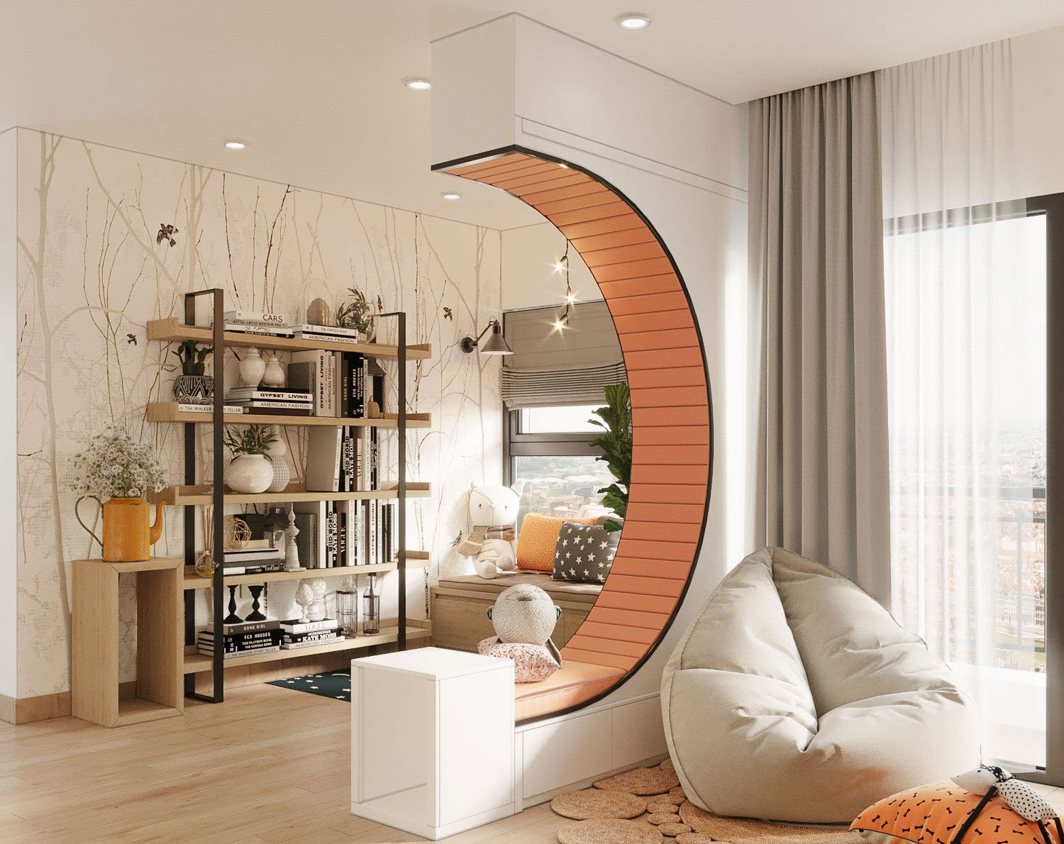 không gian căn hộ hiện đại với khung vòm hình trăng khuyết ấn tượng
