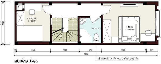 Mặt bằng tầng 3 nhà ống