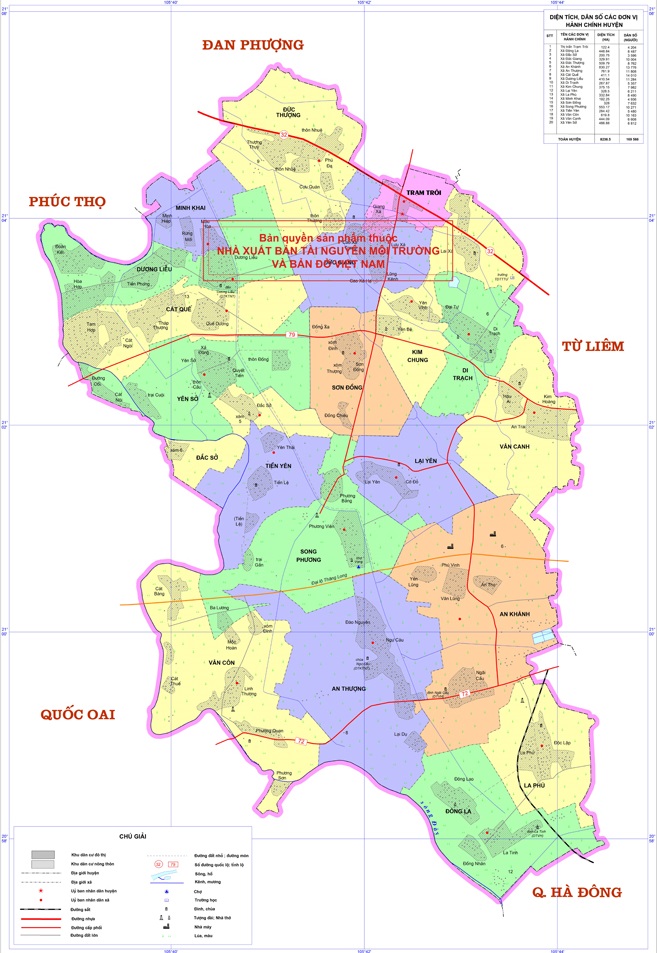 Bản đồ hành chính huyện Hoài Đức