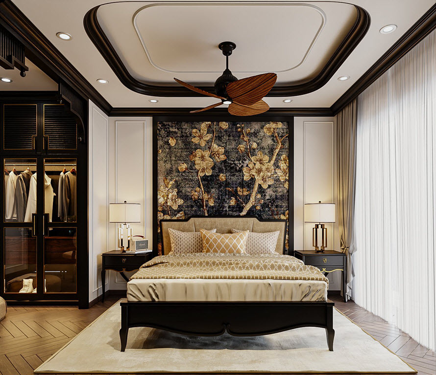 Phòng ngủ master thiết kế tối giản nhưng vẫn toát lên vẻ sang trọng, đẳng cấp.
