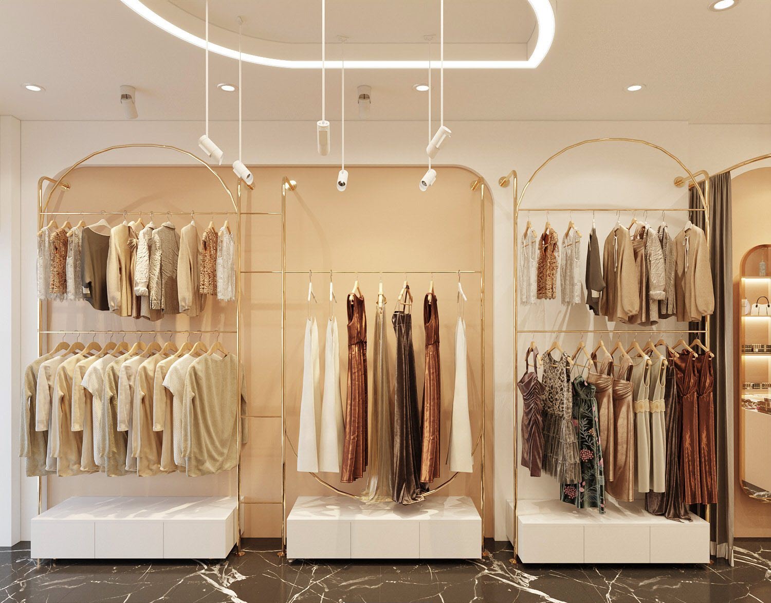 Nội thất cửa hàng "sang xịn mịn" cũng góp phần truyền cảm hứng mua sắm cho các tín đồ thời trang Hàn Quốc.