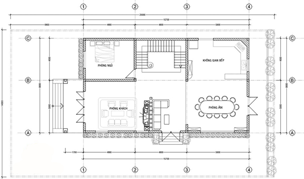 Mặt bằng công năng tầng 1 biệt thự