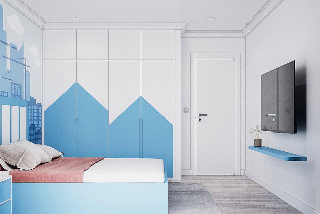 Nội thất liền tường phong cách hiện đại tối giản đảm bảo sự thông thoáng cho căn phòng.
