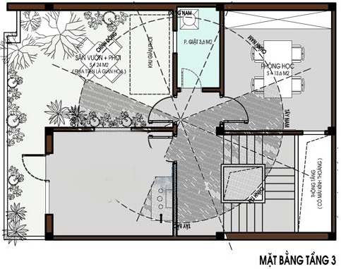 Mặt bằng tầng 3 nhà ống
