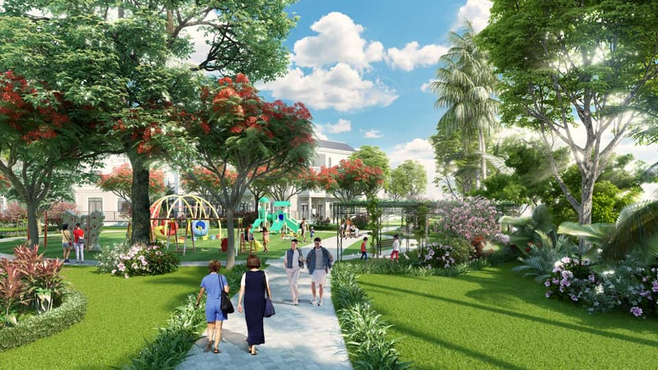Phối cảnh khuôn viên xanh mát tại dự án đất nền Bắc Giang Nam Hồng New City