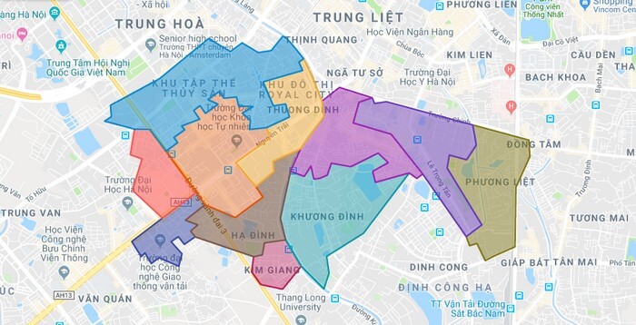 bản đồ hành chính quận Thanh Xuân